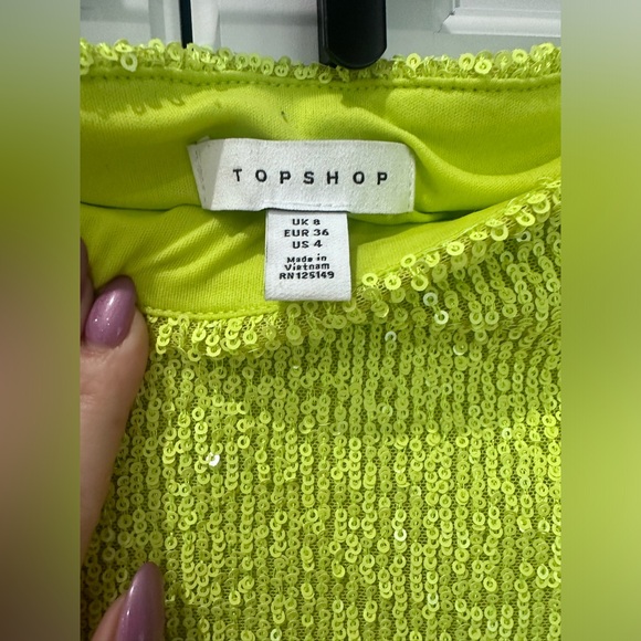 Top Shop Neon Sequin Midi Skirt size 4 (us 0-2) - Picture 4 of 6